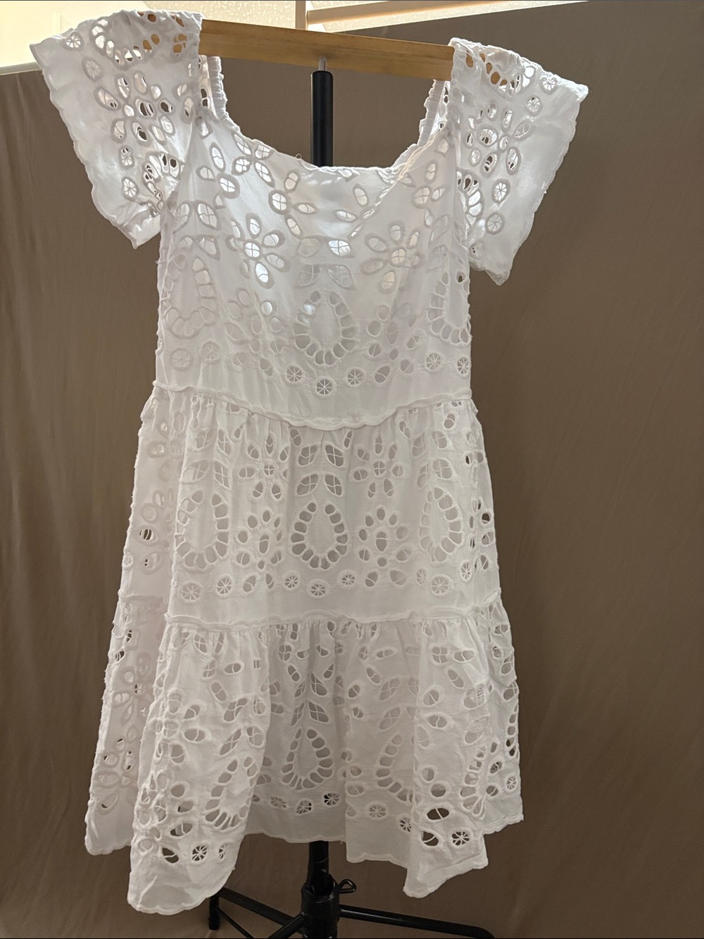 Gianni Bini White Eyelet Midi Dress
